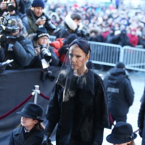 Céline Dion, ses enfants les jumeaux Nelson Angélil et Eddy Angélil - Obsèques nationales de René Angélil en la Basilique Notre-Dame de Montréal, le 22 janvier 2016. © Dominique Jacovides/Bestimage