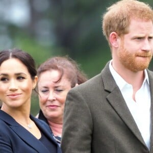 Le prince Harry, duc de Sussex, et Meghan Markle, duchesse de Sussex, assistent à l'inauguration d'un site de 20 hectares pour The Queen's Commonwealth Canopy à Auckland, Nouvelle-Zélande, le 30 octobre 2018.