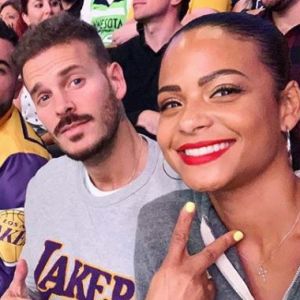 M. Pokora et Christina Milian au Staples Center de Los Angeles pour un match des Lakers le 7 novembre 2018.