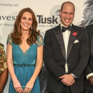 Le prince William, duc de Cambridge, et Catherine (Kate) Middleton, duchesse de Cambridge, à la soirée des "Tusk Conservation Awards" à la Banqueting House à Londres, le 8 novembre 2018.