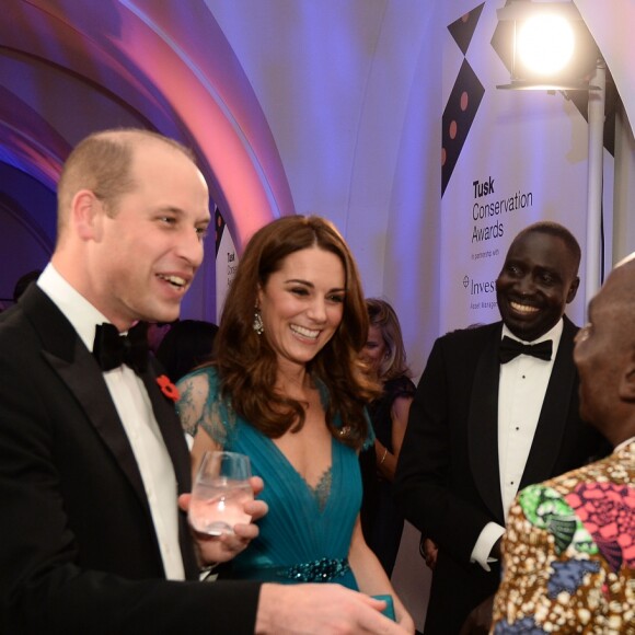 Le prince William, duc de Cambridge, et Catherine (Kate) Middleton, duchesse de Cambridge, à la soirée des "Tusk Conservation Awards" à la Banqueting House à Londres, le 8 novembre 2018.
