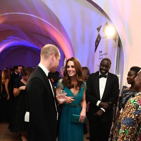 Le prince William, duc de Cambridge, et Catherine (Kate) Middleton, duchesse de Cambridge, à la soirée des "Tusk Conservation Awards" à la Banqueting House à Londres, le 8 novembre 2018.