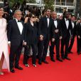  Isabelle De Araujo (Bijoux APM Monaco), Christian Clavier, Chantal Lauby, Ary Abittan, Medi Sadoun, Noom Diawara - Mont&eacute;e des marches du film "Jimmy's Hall" lors du 67e Festival du film de Cannes le 22 mai 2014. 