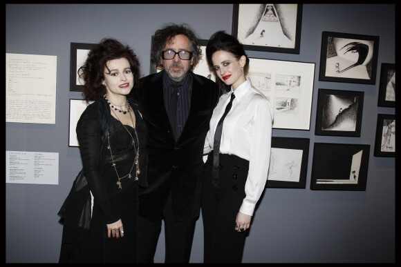 Tim Burton, Helena Bonham Carter et Eva Green à la Cinémathèque de Paris, le 4 mars 2012.