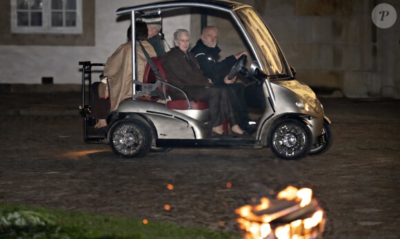 La reine Margrethe II de Danemark le 13 novembre 2018 sur le domaine du palais de Fredensborg lors de la cérémonie officielle de présentation du gibier tué après la chasse royale organisée dans la forêt de Gribskov.