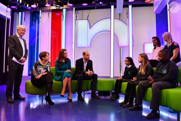 La duchesse Catherine de Cambridge et le prince William ont pris place sur le canapé de The One Show lors de leur visite au siège de la BBC à Londres le 15 novembre 2018 dans le cadre de la Semaine anti-harcèlement en Grande-Bretagne.
