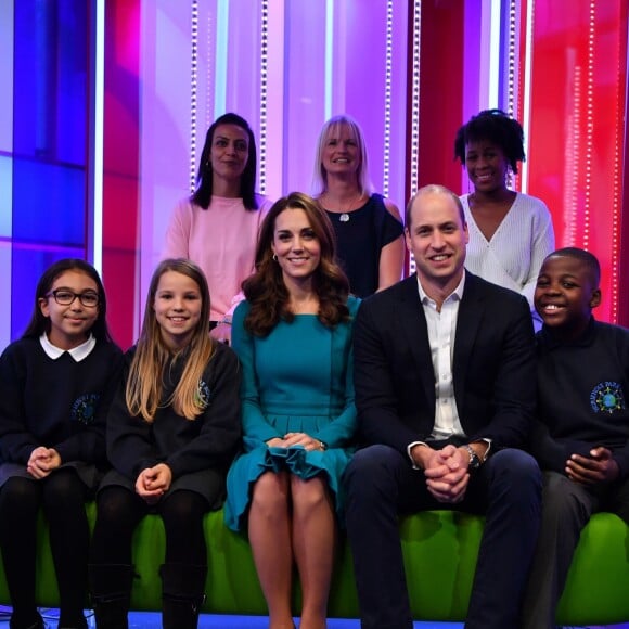 La duchesse Catherine de Cambridge et le prince William ont pris place sur le canapé de The One Show lors de leur visite au siège de la BBC à Londres le 15 novembre 2018 dans le cadre de la Semaine anti-harcèlement en Grande-Bretagne.