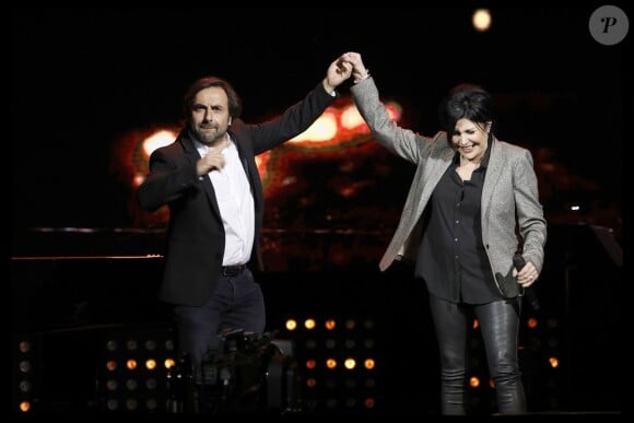 Exclusif - André Manoukian, Liane Foly (Le duo travaille actuellement sur la sortie prochaine d'un album) - 5ème édition de "La Nuit de la Déprime" aux Folies Bergère à Paris le 12 février 2018. © Alain Guizard/Bestimage