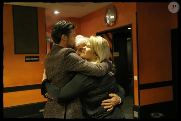 Exclusif - Backstage - Daniel Guichard avec sa fille Emmanuelle et son fils Gabriel - Daniel Guichard fête son 70ème anniversaire sur la scène de l'Olympia à Paris le 21 novembre 2018. © Alain Guizard/Bestimage