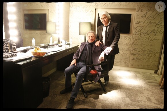 Exclusif - Backstage - Michel Drucker et Daniel Guichard - Daniel Guichard fête son 70ème anniversaire sur la scène de l'Olympia à Paris le 21 novembre 2018. © Alain Guizard/Bestimage