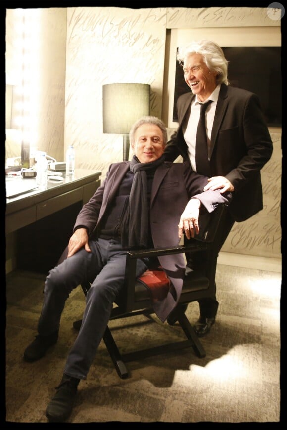 Exclusif - Backstage - Michel Drucker et Daniel Guichard - Daniel Guichard fête son 70ème anniversaire sur la scène de l'Olympia à Paris le 21 novembre 2018. © Alain Guizard/Bestimage