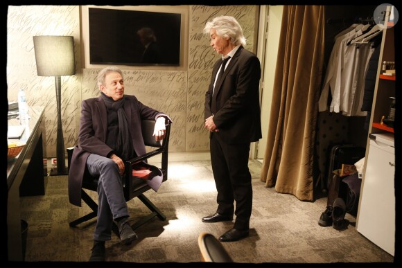 Exclusif - Backstage - Michel Drucker et Daniel Guichard - Daniel Guichard fête son 70ème anniversaire sur la scène de l'Olympia à Paris le 21 novembre 2018. © Alain Guizard/Bestimage