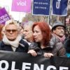 Anna Mouglalis, Muriel Robin, Eva Darlan lors de la manifestation organisée contre les violences faites aux femmes dans le quartier de l'Opéra à Paris, le 24 novembre 2018. © CVS/Bestimage