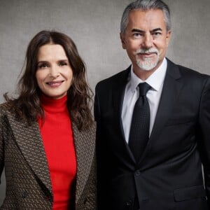 Exclusif - Juliette Binoche (Présidente d'Honneur) et Medhi Hamdi (Président des Globes de Cristal) - Les membres du jury des Globes de Cristal 2019 au restaurant Fouquet's à Paris, France. Le 22 novembre 2018. © Cyril Moreau / Bestimage