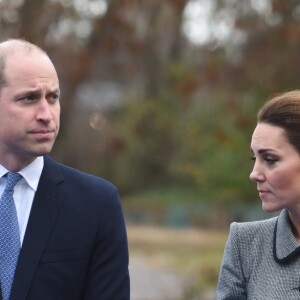 Le prince William, duc de Cambridge et Kate Middleton, duchesse de Cambridge lors de l'hommage rendu aux victimes de l'accident d'hélicoptère survenu dans le stade de football de Leicester le 28 novembre 2018.