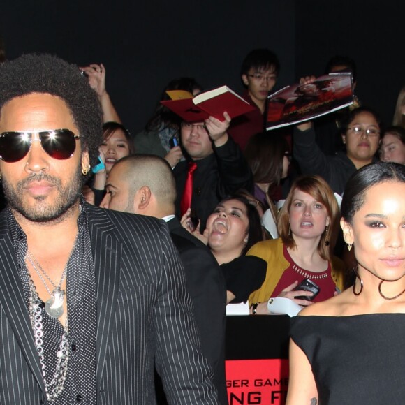 Lenny Kravitz, Zoe Kravitz - Personnalites lors de la premiere du film « The Hunger Games : Catching Fire » au Nokia Theatre à Los Angeles le 18 novembre 2013.