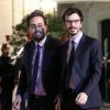 Mounir Mahjoubi, secrétaire d'État auprès du Premier ministre chargé du Numérique et son mari Mickaël Jozefowicz - Le président de la République française et sa femme la Première Dame reçoivent le président de la République de Corée du Sud et sa femme pour un diner d'Etat au palais de l'Elysée à Paris, France, le 15 octobre 2018. © Stéphane Lemouton/Bestimage