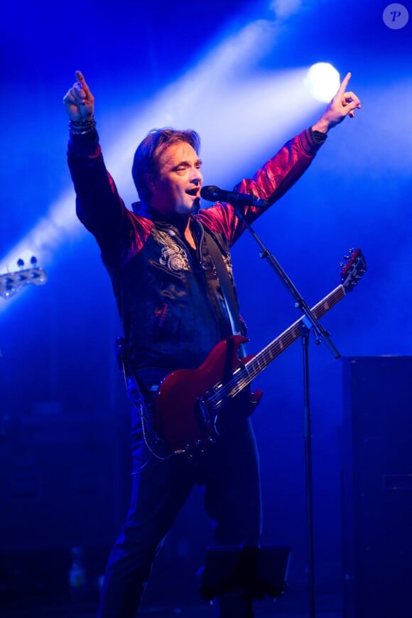 Exclusif - David Hallyday rend hommage à son père Johnny Hallyday, lors d'un concert aux fêtes de Wallonie à Andenne en Belgique le 23 septembre 2018.