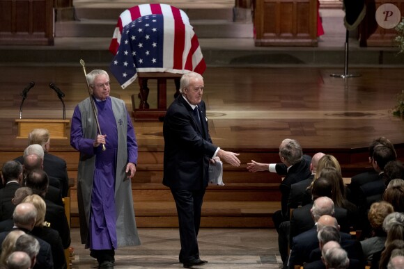Brian Mulroney, George W. Bush - Obsèques de George H.W. Bush à la National Cathedral, Washington, le 5 décembre 2018.