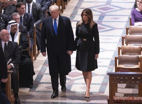 Donald J. Trump et Melania Trump - Obsèques de George H.W. Bush à la National Cathedral, Washington, le 5 décembre 2018.