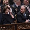 George W. Bush et sa femme Laura - Obsèques de George H.W. Bush à la National Cathedral, Washington, le 5 décembre 2018.