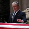 George W. Bush très ému - Obsèques de George H.W. Bush à la National Cathedral, Washington, le 5 décembre 2018.