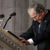 George W. Bush très ému - Obsèques de George H.W. Bush à la National Cathedral, Washington, le 5 décembre 2018.
