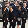 Georrge W. Bush, Jeb Bush et Neil Bush avec leurs femmes - Obsèques de George H.W. Bush à la National Cathedral, Washington, le 5 décembre 2018.