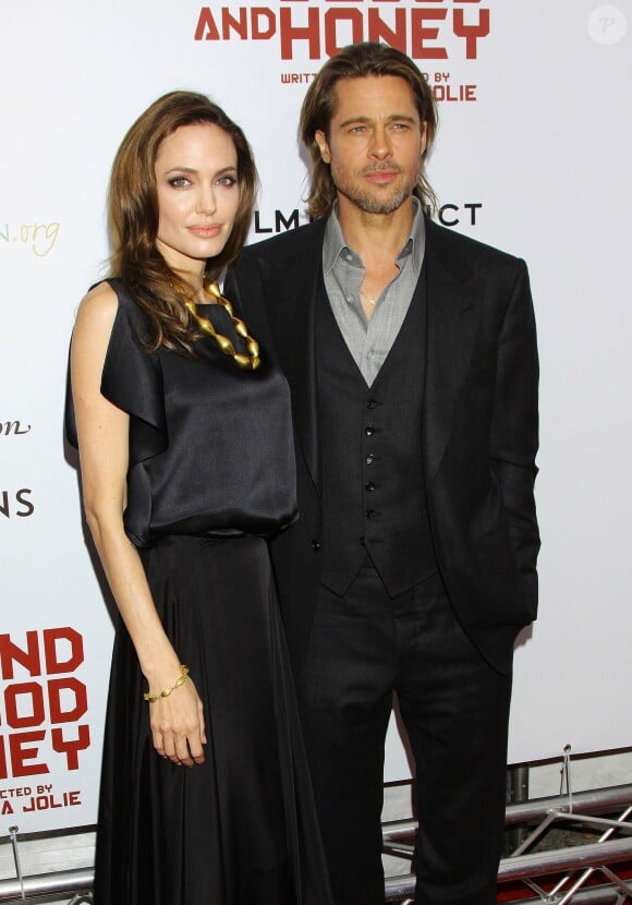 Angelina Jolie et Brad Pitt à la première du film "Au pays du sang et du miel" à New York le 5 novembre 2011