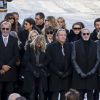 Caroline de Maigret, Hoda Roche, Françoise Thibaud (Mère de L.Hallyday), Claude Lelouch, Jean-Claude Darmon, Pierre Billon, Nicole Sonneville, Elyette (Grand-mère de L.Hallyday), Line Renaud, Muriel Robin et sa compagne Anne Le Nen, Thierry Chassagne, Claude Lelouch - Arrivées des personnalités en l'église de La Madeleine pour les obsèques de Johnny Hallyday à Paris. Le 9 décembre 2017