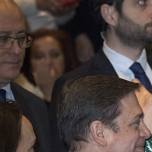 La reine Letizia d'Espagne (en robe Sandro Paris et escarpins Prada) au 2e congrès international "La voix des femmes du monde rural" à Madrid le 13 décembre 2018.