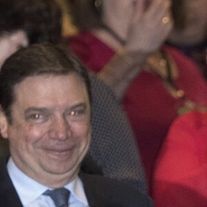 La reine Letizia d'Espagne (en robe Sandro Paris et escarpins Prada) au 2e congrès international "La voix des femmes du monde rural" à Madrid le 13 décembre 2018.
