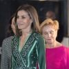 La reine Letizia d'Espagne (en robe Sandro Paris et escarpins Prada) au 2e congrès international "La voix des femmes du monde rural" à Madrid le 13 décembre 2018.