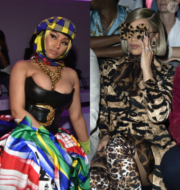 Nicki Minaj et Cardi B aux défilés Versace et Dolce&Gabbana. Milan, les 21 et 23 septembre 2018.