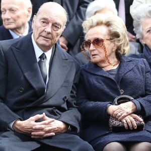 Jacques et Bernadette Chirac - Obseques de Antoine Veil au cimetiere du Montparnasse a Paris. Le 15 avril 2013.