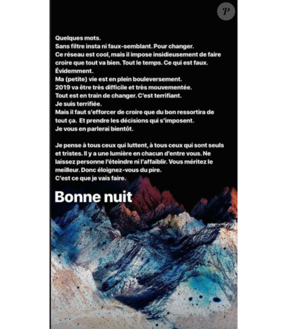 L'intriguant message d'Agathe Auproux, posté le 22 décembre sur Instagram.