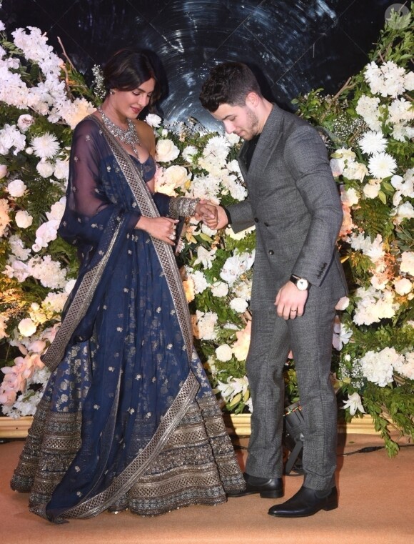 Nick Jonas et Priyanka Chopra assistent à leur deuxième réception de mariage à Bombay, le 19 décembre 2018.