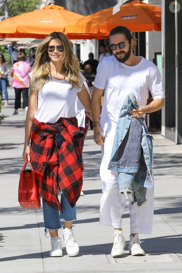 Exclusif - Heidi Klum et son compagnon Tom Kaulitz sont allés déjeuner en amoureux au restaurant Il Pastaio à Beverly Hills. Le 1er octobre 2018