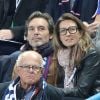 Anne Claire Coudray et son compagnon Nicolas Vix - People au match de football France Bielorussie au Stade de France à Saint-Denis le 11 octobre 2017 © Cyril Moreau/Bestimage