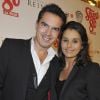 Faustine Bollaert et son mari Maxime Chattam - Avant-premiere du film "Stars 80" au Grand Rex le 19 octobre 2012.