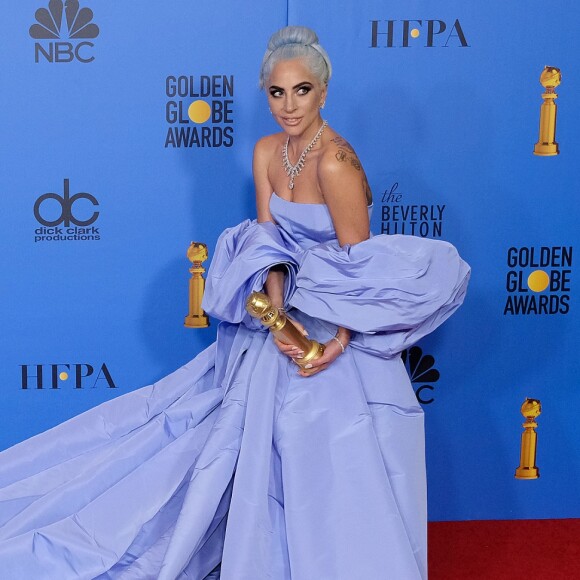 Lady Gaga lors de la press room de la 76ème cérémonie annuelle des Golden Globe Awards au Beverly Hilton Hotel à Los Angeles, Calfornie, Etats-Unis, le 6 janver 2019.