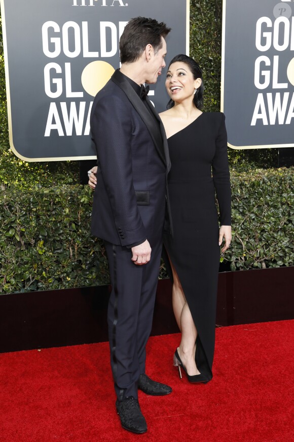 Jim Carrey et sa compagne Ginger Gonzaga - 76e cérémonie annuelle des Golden Globe Awards au Beverly Hilton Hotel à Los Angeles, le 6 janvier 2019.