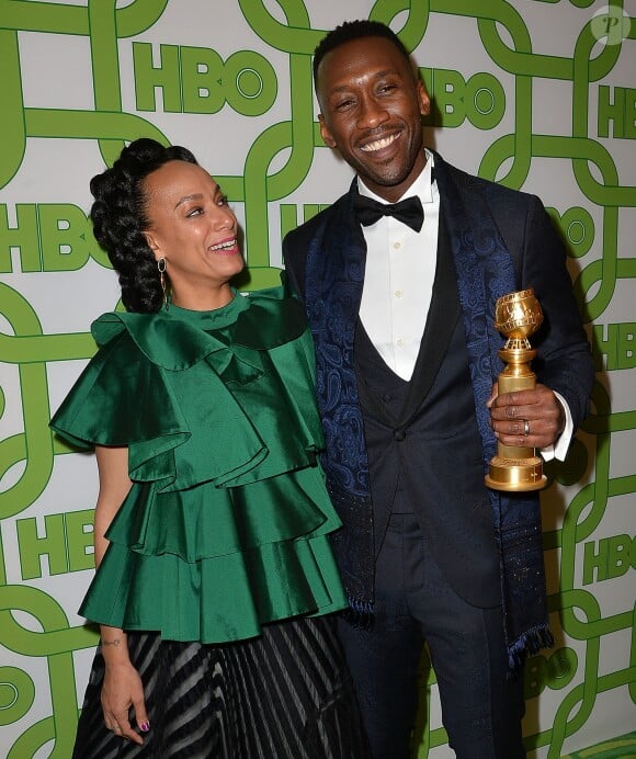 Mahershala Ali et sa femme Amatus Sami-Karim à la soirée HBO au Circa 55 à Beverly Hills pour la 76e cérémonie annuelle des Golden Globe Awards à Los Angeles, le 6 janvier 2019.