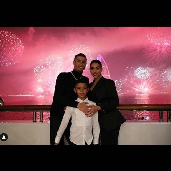 Cristiano Ronaldo, son fils Cristiano Jr et sa fiancée Georgina Rodriguez à Dubaï pour la nouvelle année. Le 1er janvier 2019.