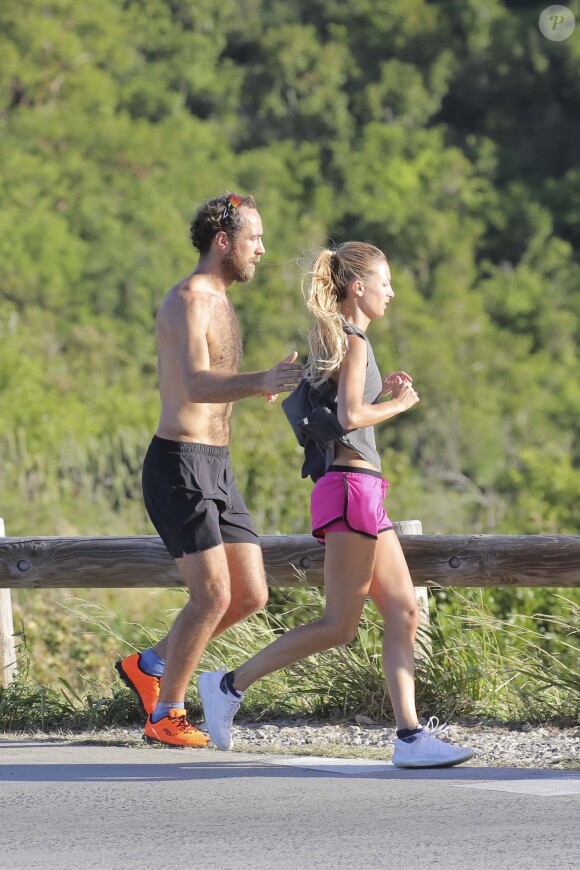 Exclusif - James Middleton et sa nouvelle compagne Alizée Thevenet font leur jogging matinal à Saint-Barthélemy, le 5 janvier 2019.