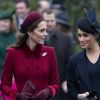 Kate Middleton, la duchesse de Cambridge, et Meghan Markle, la duchesse de Sussex enceinte - La famille royale britannique se rend à la messe de Noël à l'église Sainte-Marie-Madeleine à Sandringham, le 25 décembre 2018.
