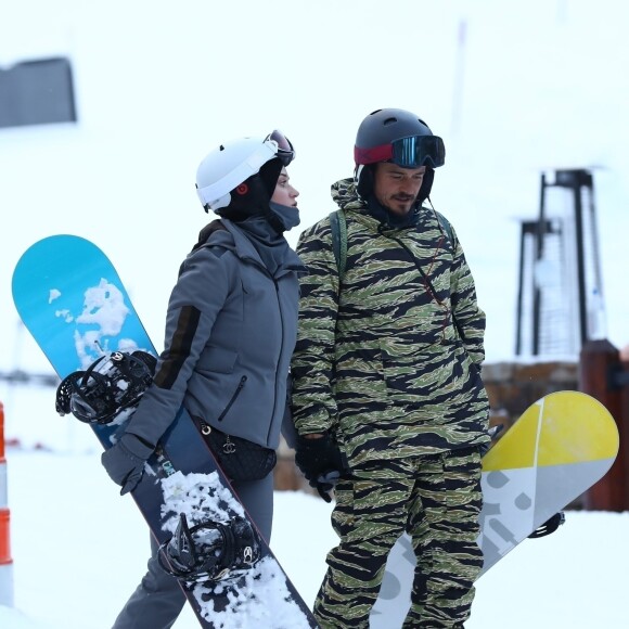 Exclusif - Katy Perry et son compagnon Orlando Bloom à la sortie du Cloud Nine Alpine Bistro à Aspen, Colorado, le 30 décembre 2018.
