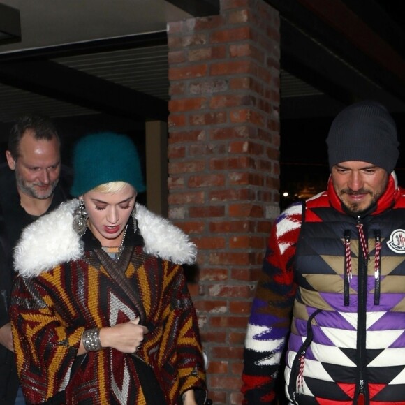 Exclusif - Katy Perry et Orlando Bloom sortent d'un dîner romantique à la station de Aspen le 1er janvier 2019