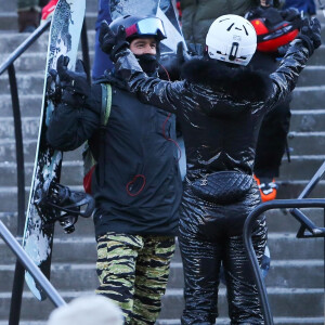 Exclusif - Orlando Bloom et sa compagne Katy Perry font du ski à Aspen, le 2 janvier 2019.