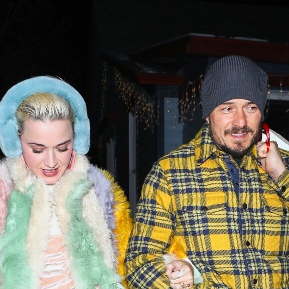 Exclusif - Katy Perry et Orlando Bloom arrivent au restaurant Matsuhisa dans la station de Aspen le 2 janvier 2019.